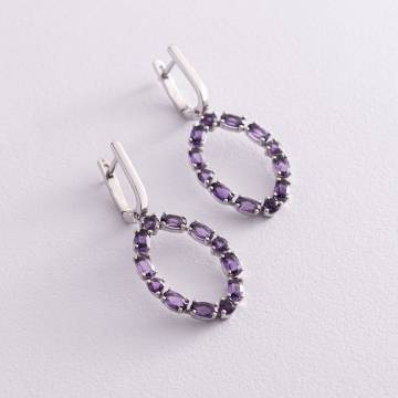 Серебряные серьги с аметистами 2378/1р-AMET Серебряные серьги с аметистами 2378/1р-AMET