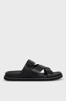 Мужские черные кожаные слайдеры Черный 45 PRPY PRSBXN1203