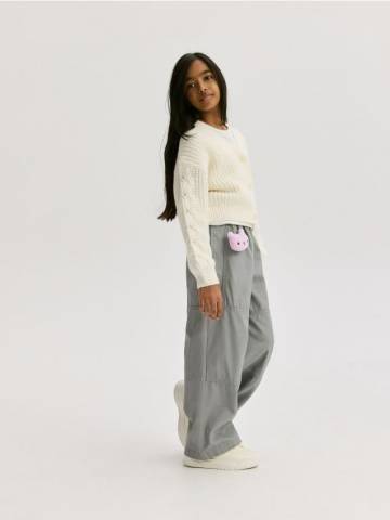 Reserved - GIRLS` TROUSERS & PENDANT - темно-сірий - 795CY-90X Reserved - GIRLS` TROUSERS & PENDANT - темно-сірий - 795CY-90X