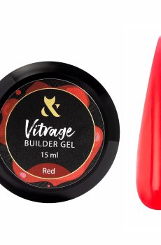 Витражный строительный гель для ногтей F.O.X Vitrage Builder Gel, Red, 15 мл