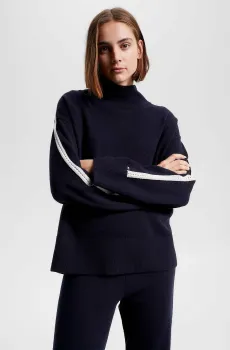 Женский темно-синий шерстяной свитер POINTELLE STRIPE Синий S Tommy Hilfiger WW0WW39894