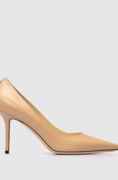 Бежевые кожаные туфли Love с монограммой