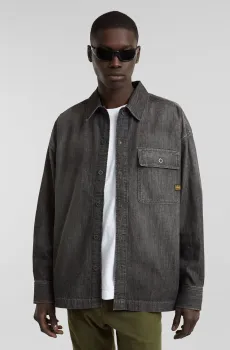 Мужская темно-серая джинсовая рубашка Boxy fit flap pocket shirt Серый XL G-Star RAW D25517,D540