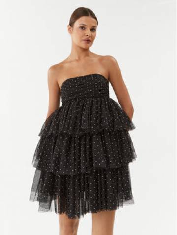 ROTATE Коктейльна сукня Mesh Mini Ruffle 111032100 Чорний Regular Fit ROTATE Коктейльна сукня Mesh Mini Ruffle 111032100 Чорний Regular Fit