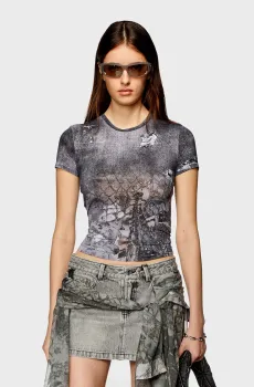 Женский серый топ T-UNCSKI Серый XS Diesel A12974 0QIAD