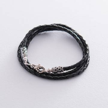 Кожаный шнурок с серебряной застежкой 18533 Кожаный шнурок с серебряной застежкой 18533