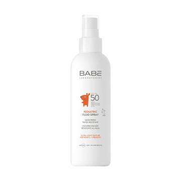 Детский солнцезащитный флюид-спрей BABE Laboratorios Pediatric Fluid Spray SPF 50 с пантенолом и пребиотиком, 200 мл