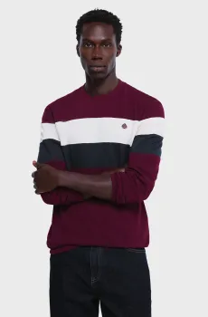 Мужской бордовый лонгслив в полоску Бордовый L SPRINGFIELD 8832426