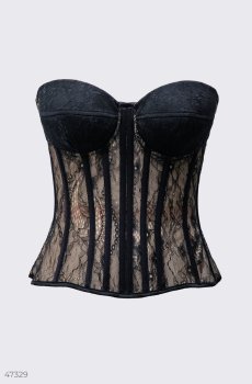 Чорний корсет-бюстьє з мереживом