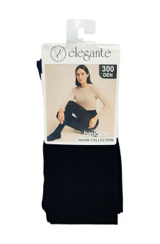 Колготы женские хлопковые Elegante Basic Line, 300 DEN, Nero, размер 6