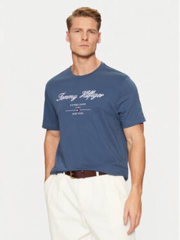 Tommy Hilfiger Футболка Script Logo Tee MW0MW33691 Голубий Regular Fit Tommy Hilfiger Футболка Script Logo Tee MW0MW33691 Голубий Regular Fit