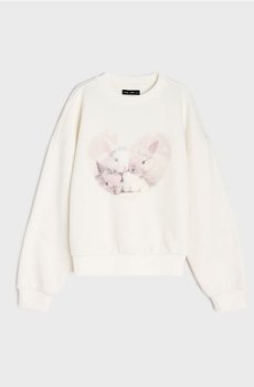 Кофта boxy crewneck з мотивом кроликів - кремовий
