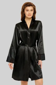 Женский черный шелковый пеньюар Черный 44 MARC&ANDRE S20-00SS201-S