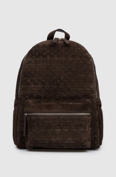 Коричневый замшевый рюкзак Laio Chevrette с плетением