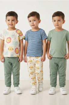 Бавовняні футболки 3 pack - кремовий