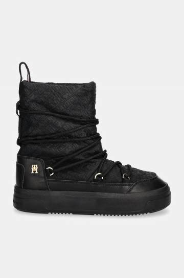 Зимние сапоги Tommy Hilfiger LACE-UP MONOGRAM SNOWBOOT цвет чёрный FW0FW08430 Зимние сапоги Tommy Hilfiger LACE-UP MONOGRAM SNOWBOOT цвет чёрный FW0FW08430