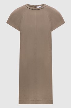 Коричневое платье с леном