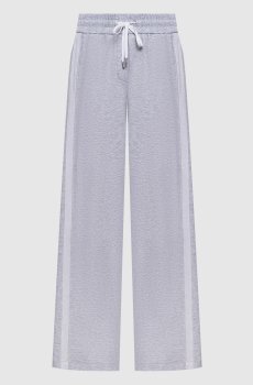 Серые меланжевые спортивные штаны с лампасами