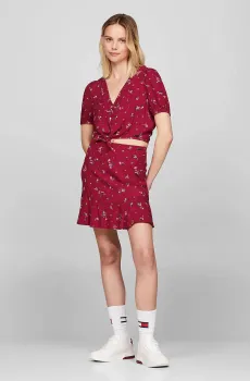 Женская красная юбка с узором TJW FLORAL TIERED MINI Красный XS Tommy Jeans DW0DW18494