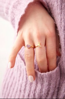 Серебряное кольцо с позолотой Design Letters