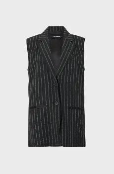 Женский черный жилет в полоску ELONGATED PINSTRIPE Черный 40 Karl Lagerfeld B2W14004