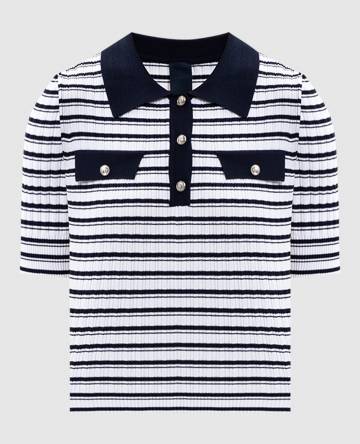 Белое поло в полоску