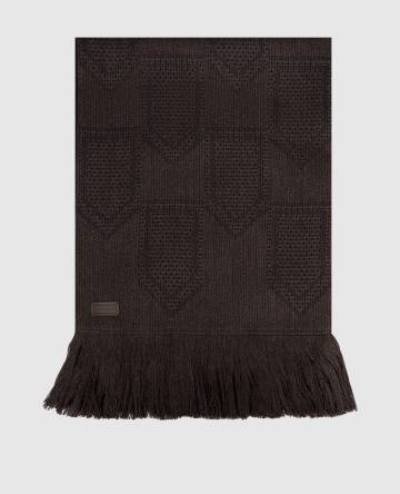 Коричневый шарф с шерстью и шелком в узор