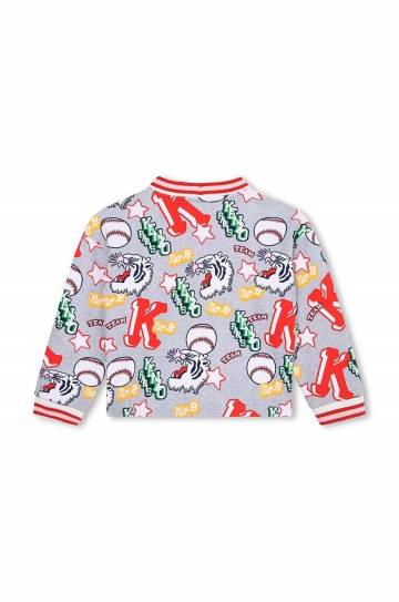 Детский хлопковый кардиган Kenzo Kids цвет серый Детский хлопковый кардиган Kenzo Kids цвет серый