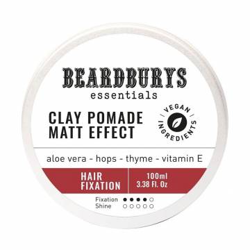 Мужская матовая помада для укладки волос Beardburys Essentials Clay Pomade Matt Effect, 100 мл Мужская матовая помада для укладки волос Beardburys Essentials Clay Pomade Matt Effect, 100 мл