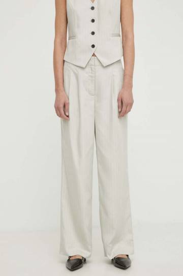 Брюки Bruuns Bazaar PinBBMadelie pants женские цвет серый широкие высокая посадка BBW3832 Брюки Bruuns Bazaar PinBBMadelie pants женские цвет серый широкие высокая посадка BBW3832