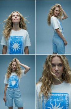 Бавовняна футболка з принтом на спині - кремовий