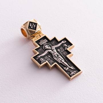 Серебряный крестик с позолотой "Распятие. Икона Божией Матери "Неопалимая Купина" 132303 Серебряный крестик с позолотой "Распятие. Икона Божией Матери "Неопалимая Купина" 132303