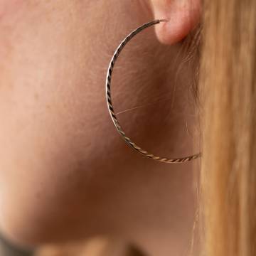 Серьги - кольца в белом золоте (3.8 см) с07796 Серьги - кольца в белом золоте (3.8 см) с07796