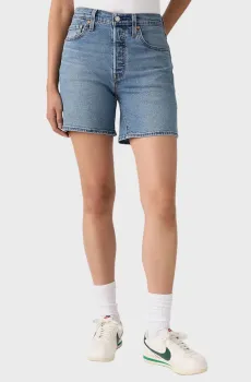 Женские голубые джинсовые шорты 501® Mid Thigh Голубой 26 Levi’s® A9296;0006
