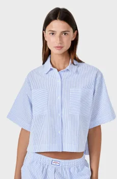 Женская голубая рубашка в полоску SEANY Голубой L Etam 6553463
