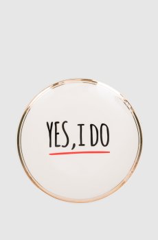 Белая фарфоровая тарелка для хлеба Yes, I do