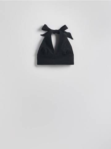 Reserved - Топ з додаванням льону - чорний - 592EG-99X Reserved - Топ з додаванням льону - чорний - 592EG-99X