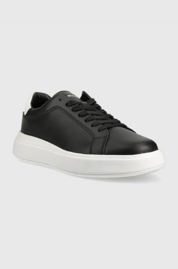 Кожаные кроссовки Calvin Klein LOW TOP LACE UP LTH цвет чёрный HM0HM01016 Кожаные кроссовки Calvin Klein LOW TOP LACE UP LTH цвет чёрный HM0HM01016