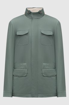 Зеленая куртка из шерсти с логотипом