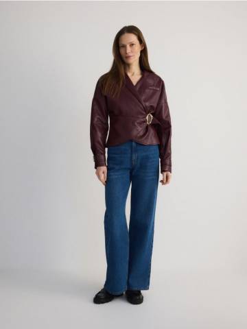 Reserved - Куртка з асиметричним застібкою - burgundy - 579FX-53X Reserved - Куртка з асиметричним застібкою - burgundy - 579FX-53X