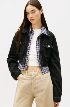 Женская черная джинсовая куртка STATION Черный L Tommy Jeans DW0DW22523