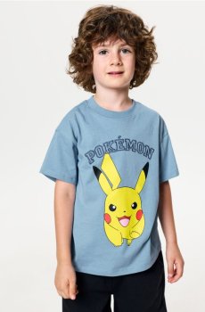 Бавовняна футболка з принтом на спині Pokémon - синій