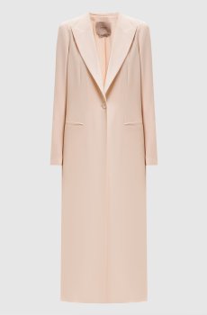 Бежевое пальто с логотипом
