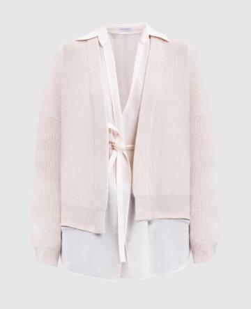 Бежевый кардиган из кашемира на запах