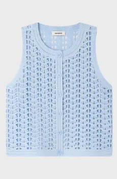 Женский голубой жилет Голубой S Sandro SFPCA01442_Sky Blue