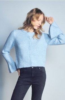 Reserved - Кардиган з воланом - блідо-блакитний - 592IN-05M