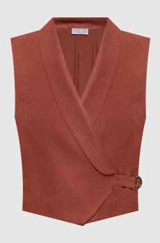 Коричневый жилет из льна