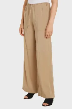 Женские бежевые брюки TEXTURED WIDE LEG PANTS Бежевый 32 Calvin Klein K20K206681