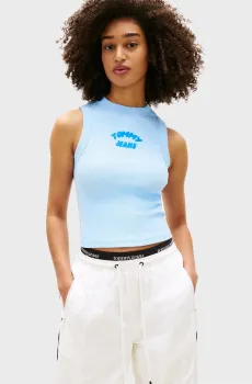 Женская голубая майка SLIM BUBBLE Голубой M Tommy Jeans DW0DW22280