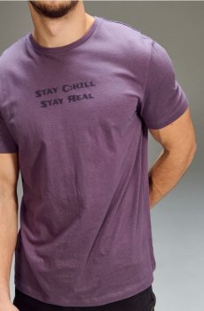 Бавовняна oversize футболка з принтом - фіолетовий